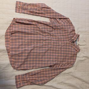 Izod Men's Checkered Dress Shirt - Orange and Blue